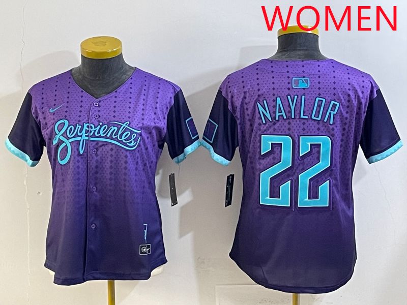 Women 2025 Arizona Diamondback 22 Naylor Purple Joint Name Nike MLB Jersey style 1
